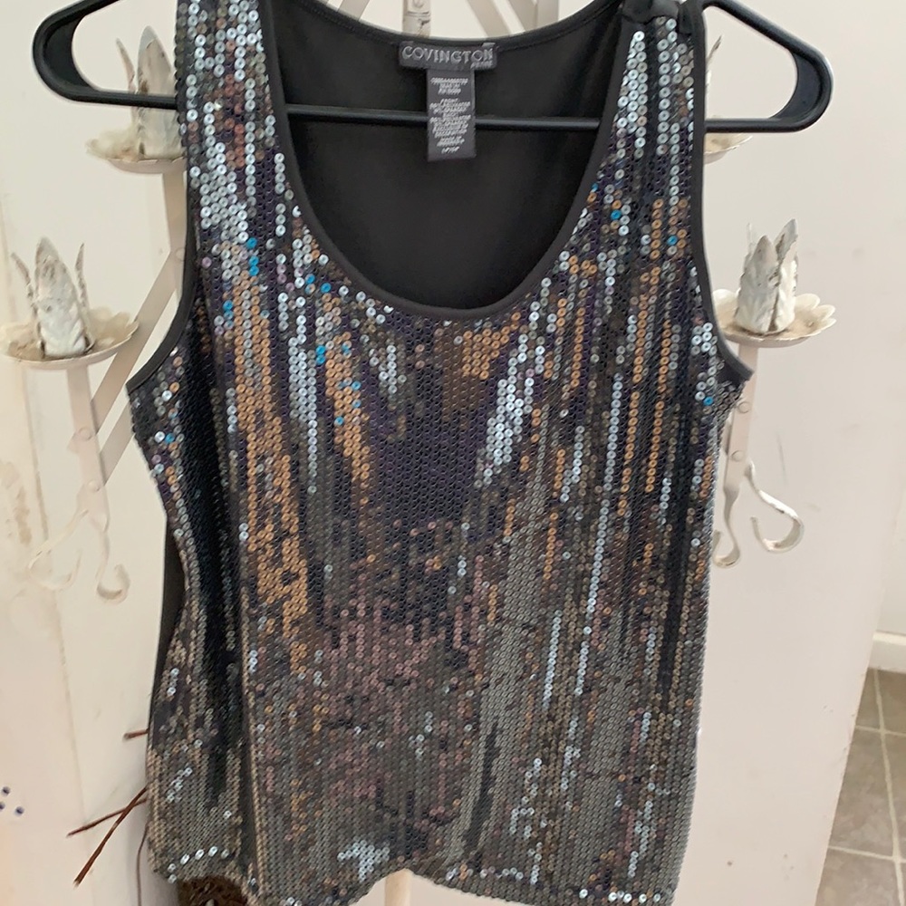 Beautiful Sequined Sleeveless Top L